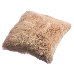 Taupe alpaca fur cushion