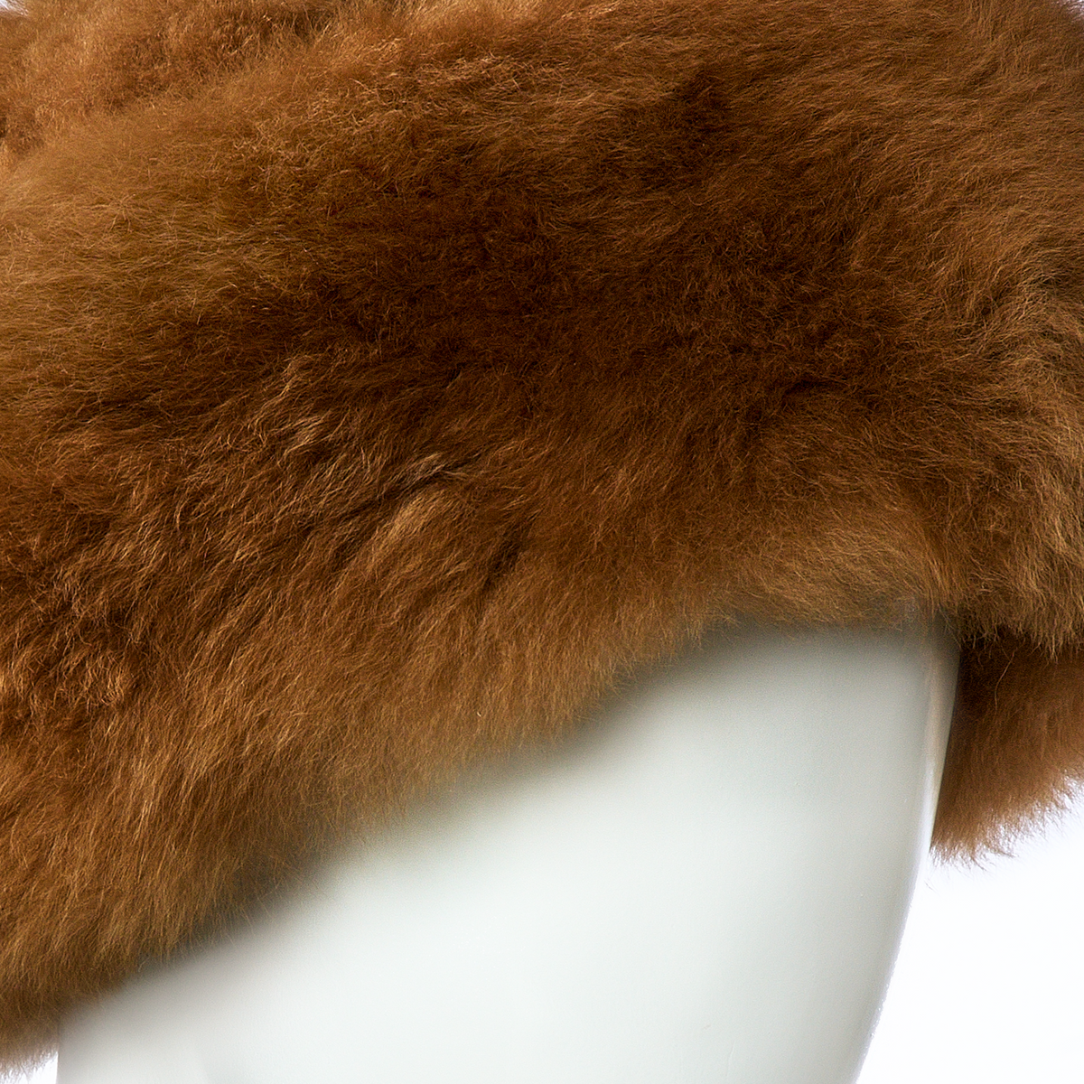 Close-up of chestnut baby alpaca fur texture on The Classic Hat