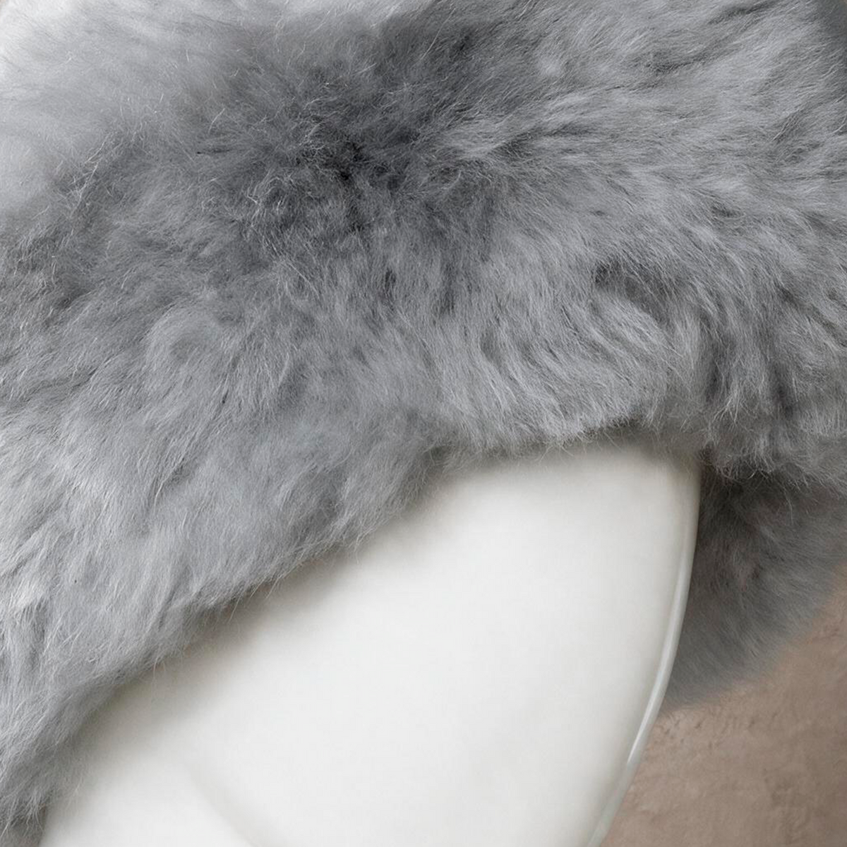 Close-up of light gray baby alpaca fur texture on The Classic Hat