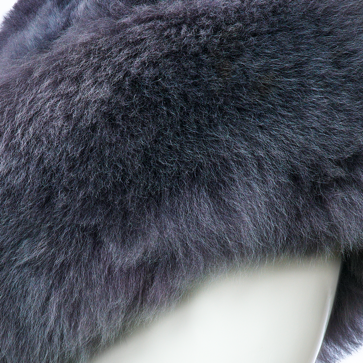 Close-up of dark gray baby alpaca fur texture on The Classic Hat
