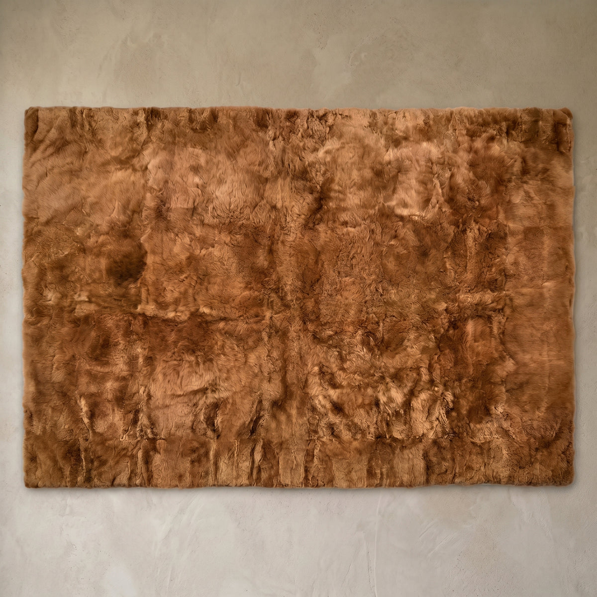 Chestnut rectangular baby alpaca fur area rug