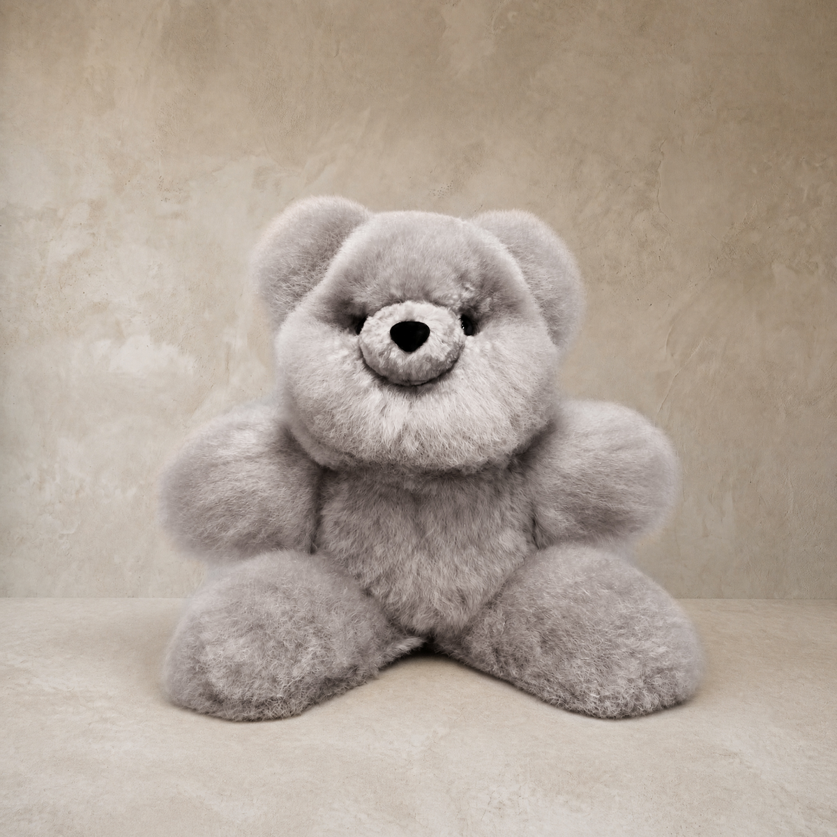 Light gray baby alpaca fur teddy bear – The Classic Bear by Alpaca Gold Standard