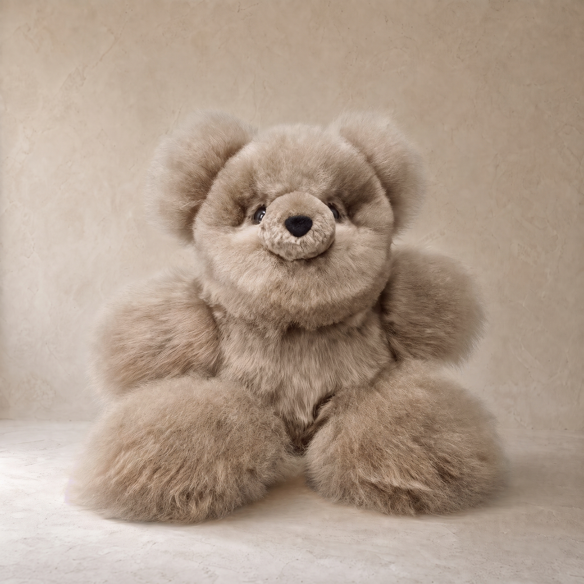Taupe baby alpaca fur teddy bear – The Classic Bear by Alpaca Gold Standard